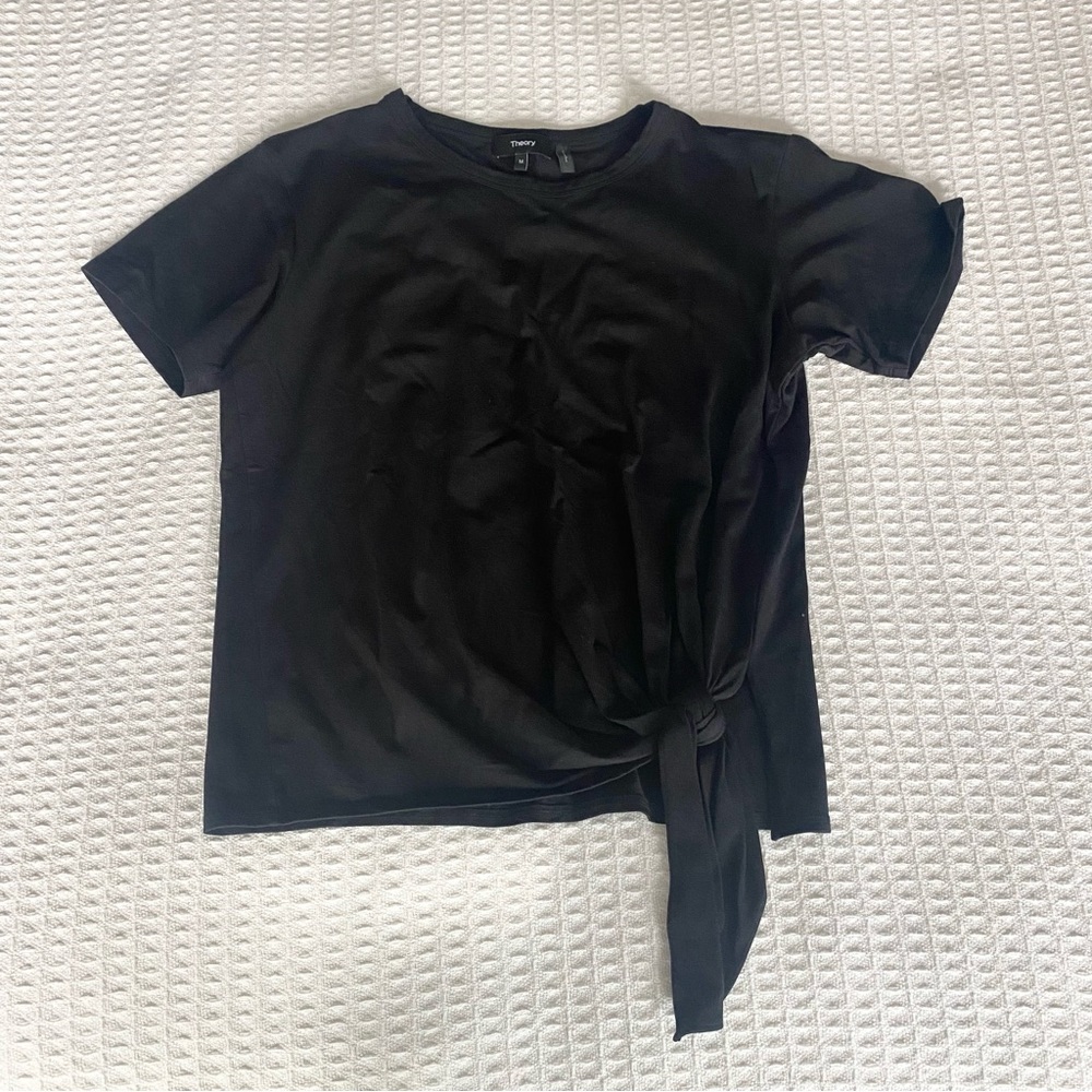 Theory dorotea ranmire knit black side tee short sleeve tee size Medium